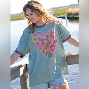 Natural Life Ringer Heart Oversized Tee Shirt